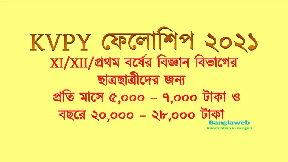 KVPY ফেলোশিপ ২০২১