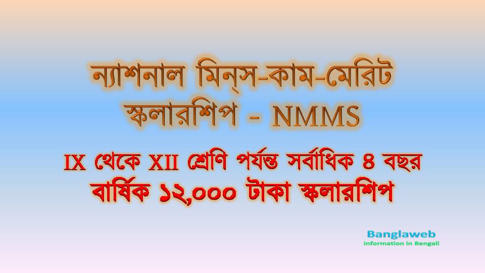 ন্যাশনাল মিন্‌স-কাম-মেরিট স্কলারশিপ ২০২২ | National Means-cum-Merit Scholarship 2022 – NMMS in Bengali